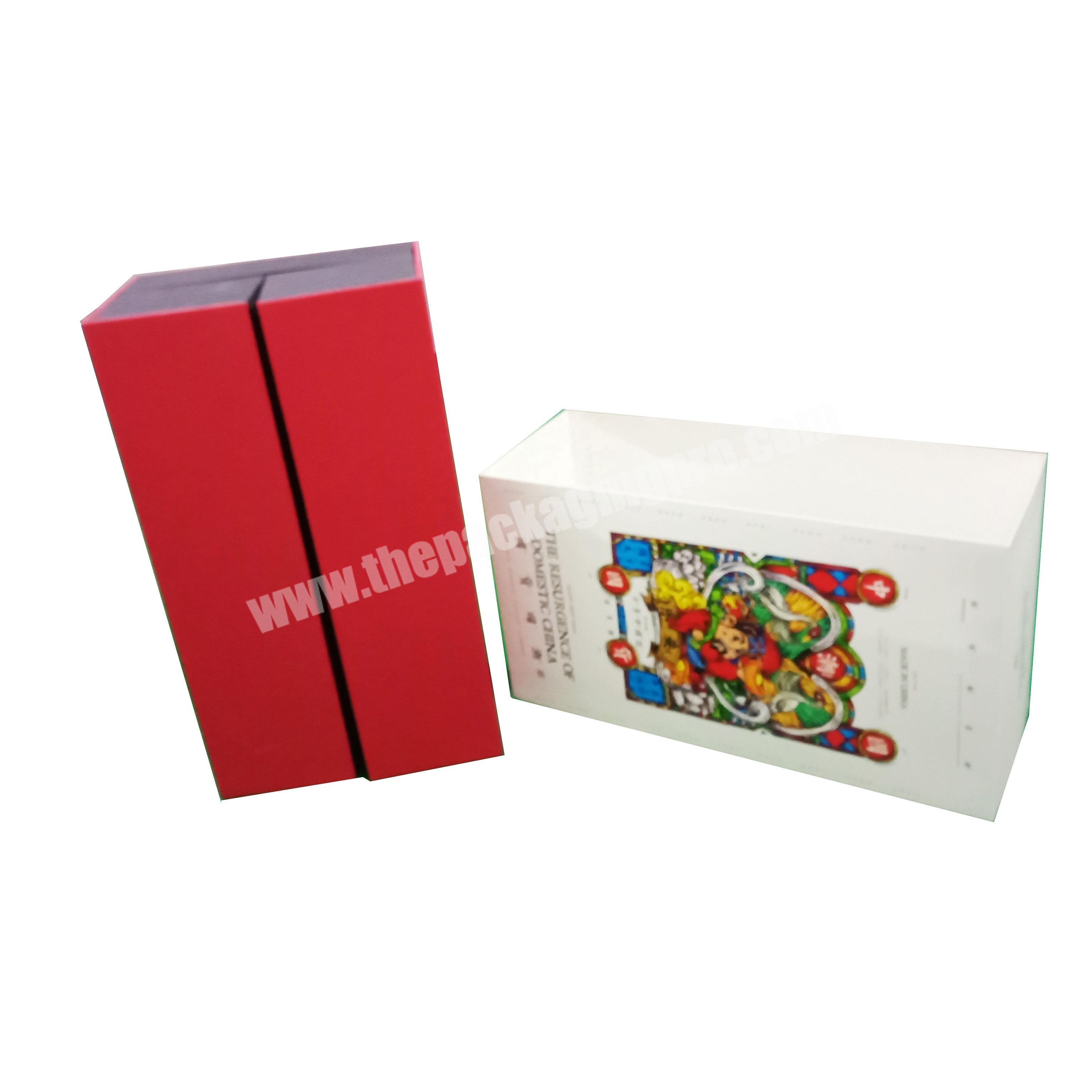 Chinese style red wedding holidays festive two door opening trip fold gift distribution packaging box with paper storage bag