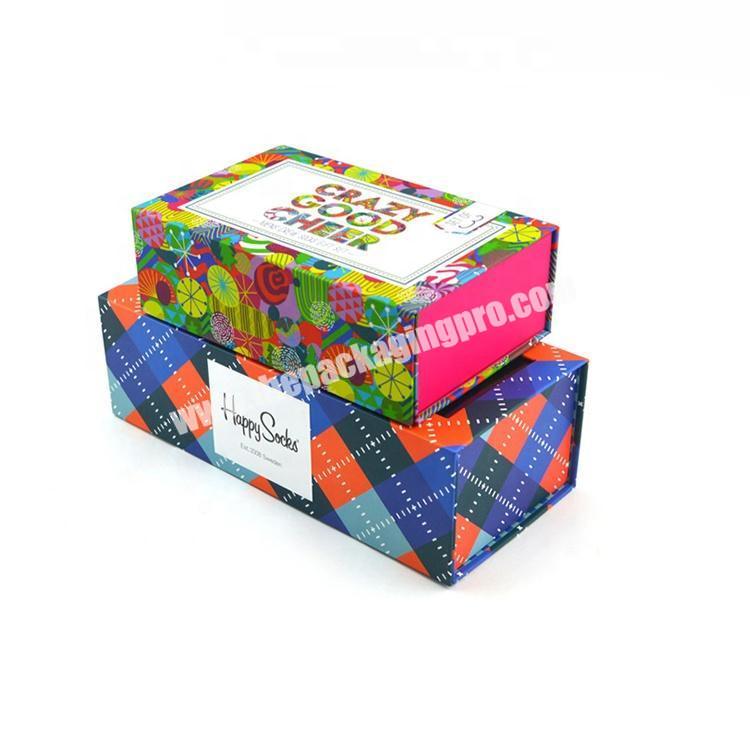 Christmas colorful socks fancy paper packaging foldable flip box
