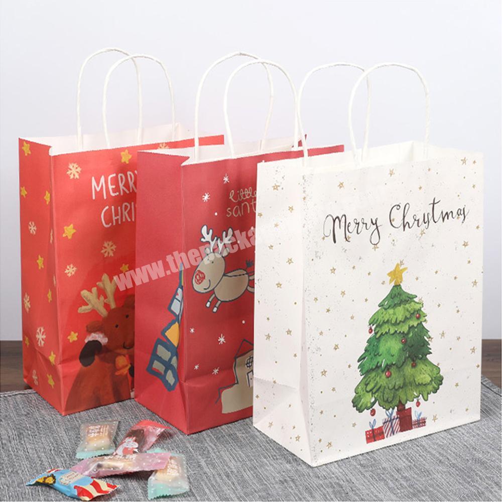Christmas kraft packaging paper shopping bag for gifts