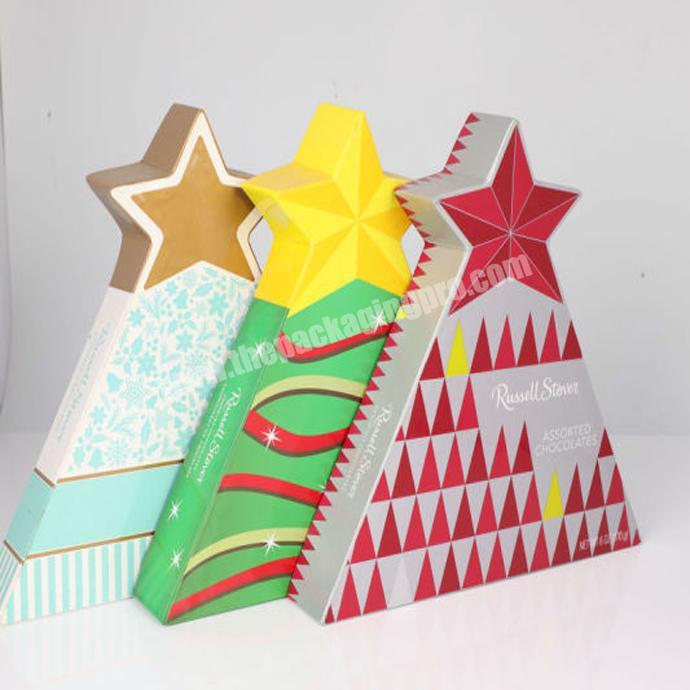 christmas unique triangle shaped chocolate box paper packaging