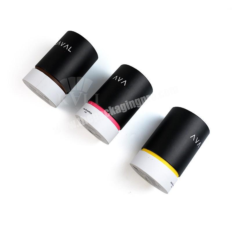 Classic lid and base custom luxury black roud paper tube perfume box packaging