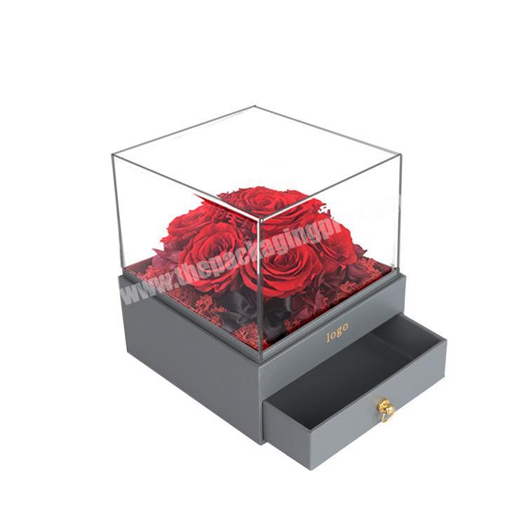 Clear Flower Box Customized artificial flower gift box valentine's day flower box