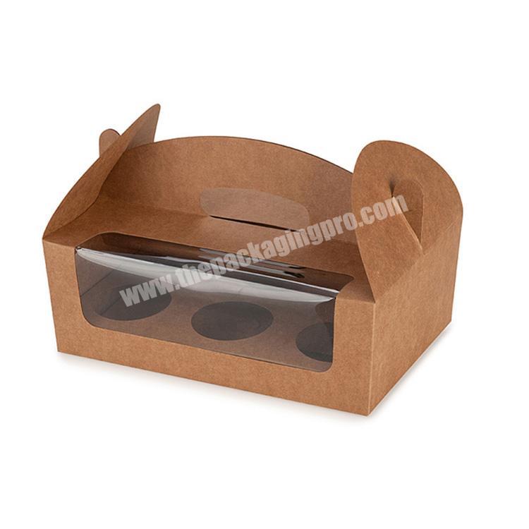 Clear Lid Kraft Cake Boxes Handles Packaging With Handle Baking Food Bowknot Cookies Mooncake Chocolate Cupcake Box For Bakery