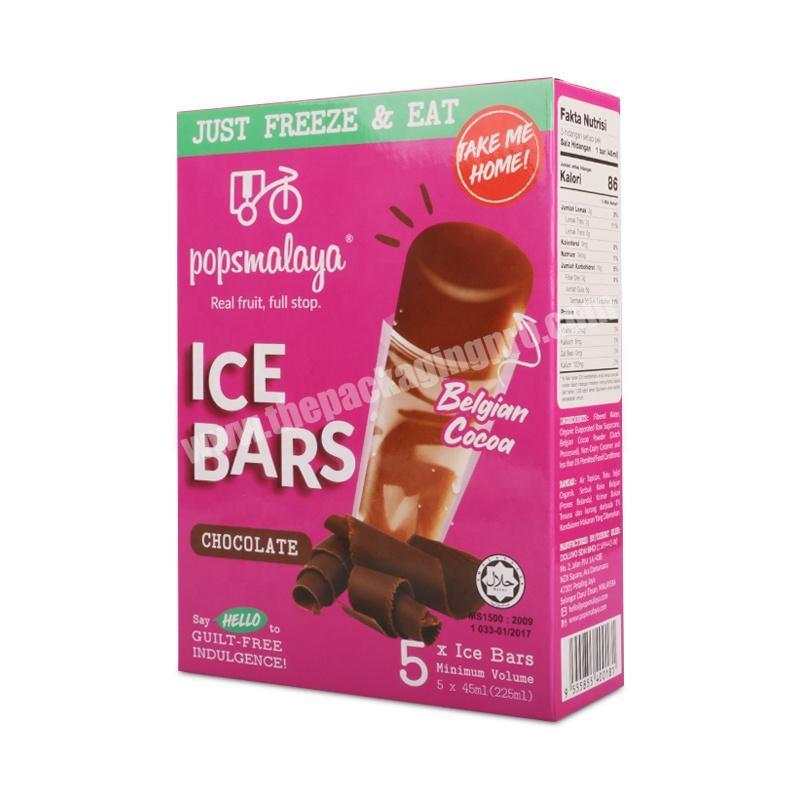 CMYK full color printing 5 chocolate ice bars popsicle retail packaging box custom