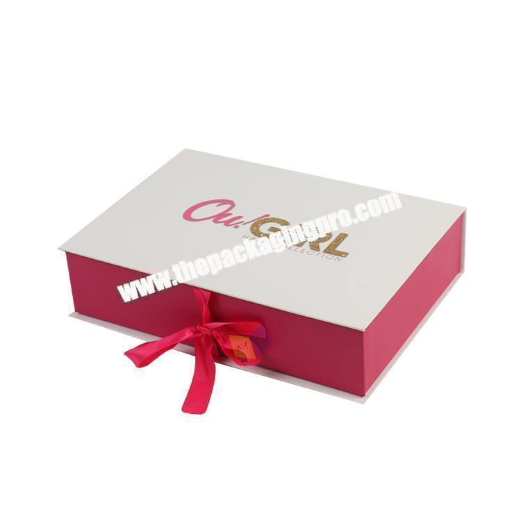 CMYK printing hair extension wig packaging box with ribbon
