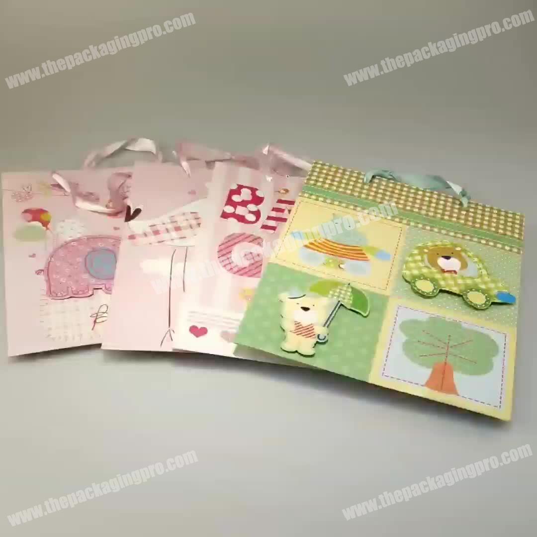Colorful Fashionable Birthday Party Holiday Paper Shopping Bag Lovely Gift Bags