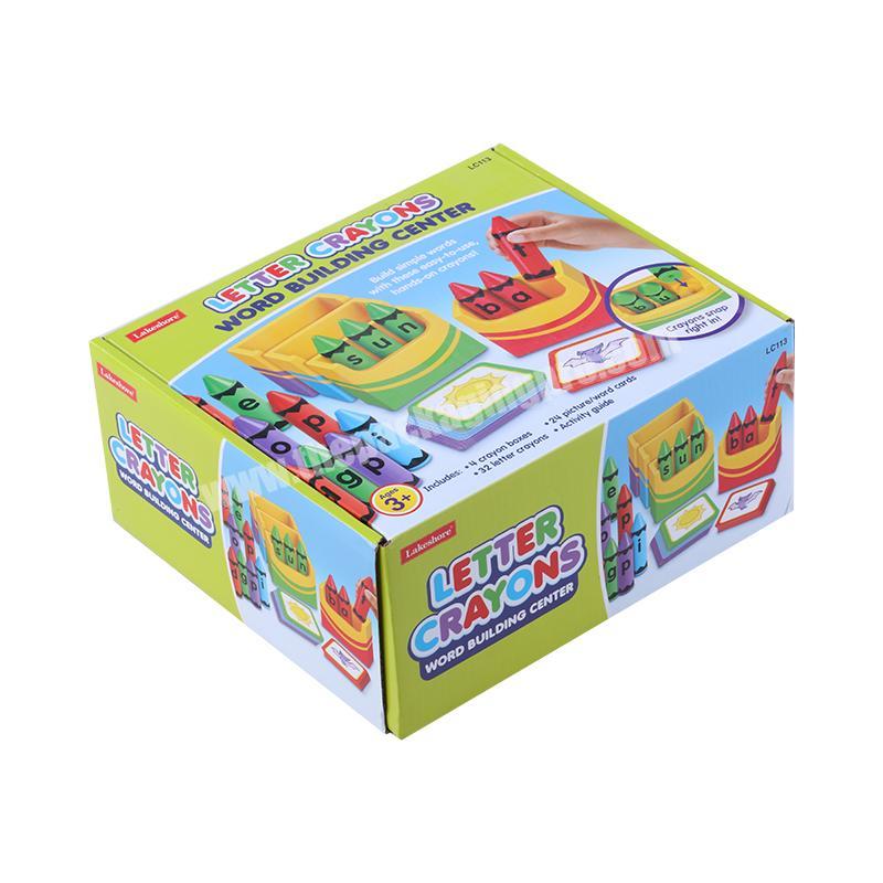 Colorful Printed Corrugated Box Kids PictureWord Cards Stickers Crayon Gift Set Packaging Box