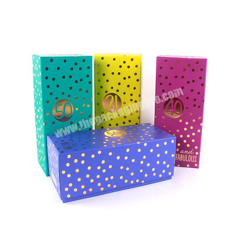 Colorful printed gold foil cardboard packaging gift box with lid