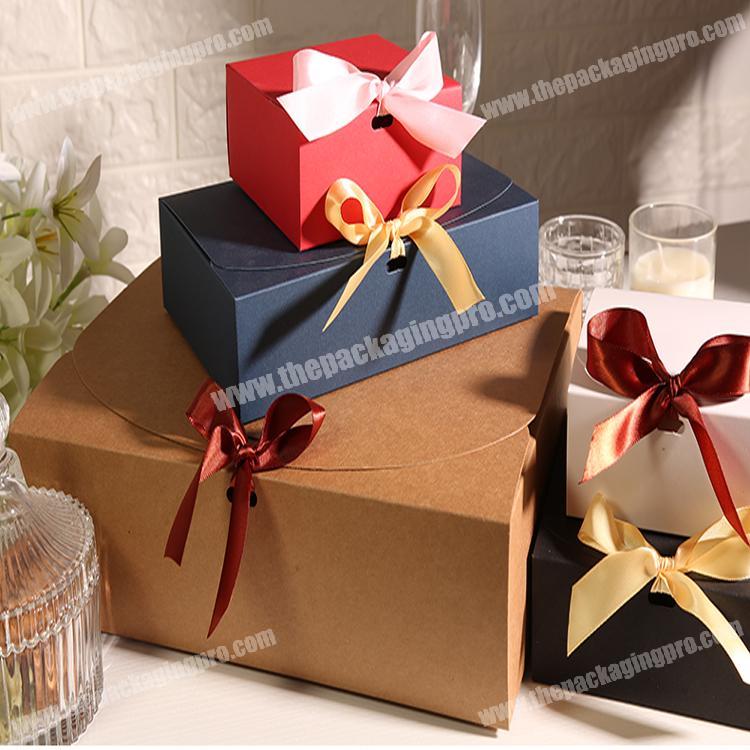 Colourful design high end coated paper ribbon packaging gift box