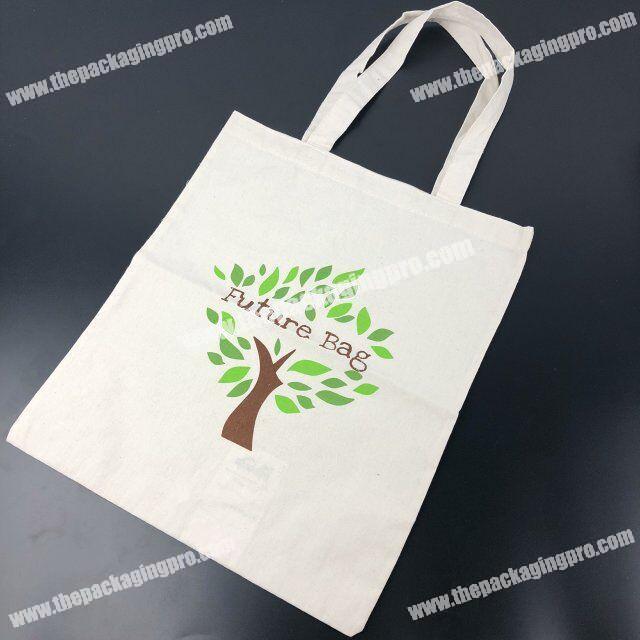 Common size recucled natural cotton shopping tote bag with custom logo