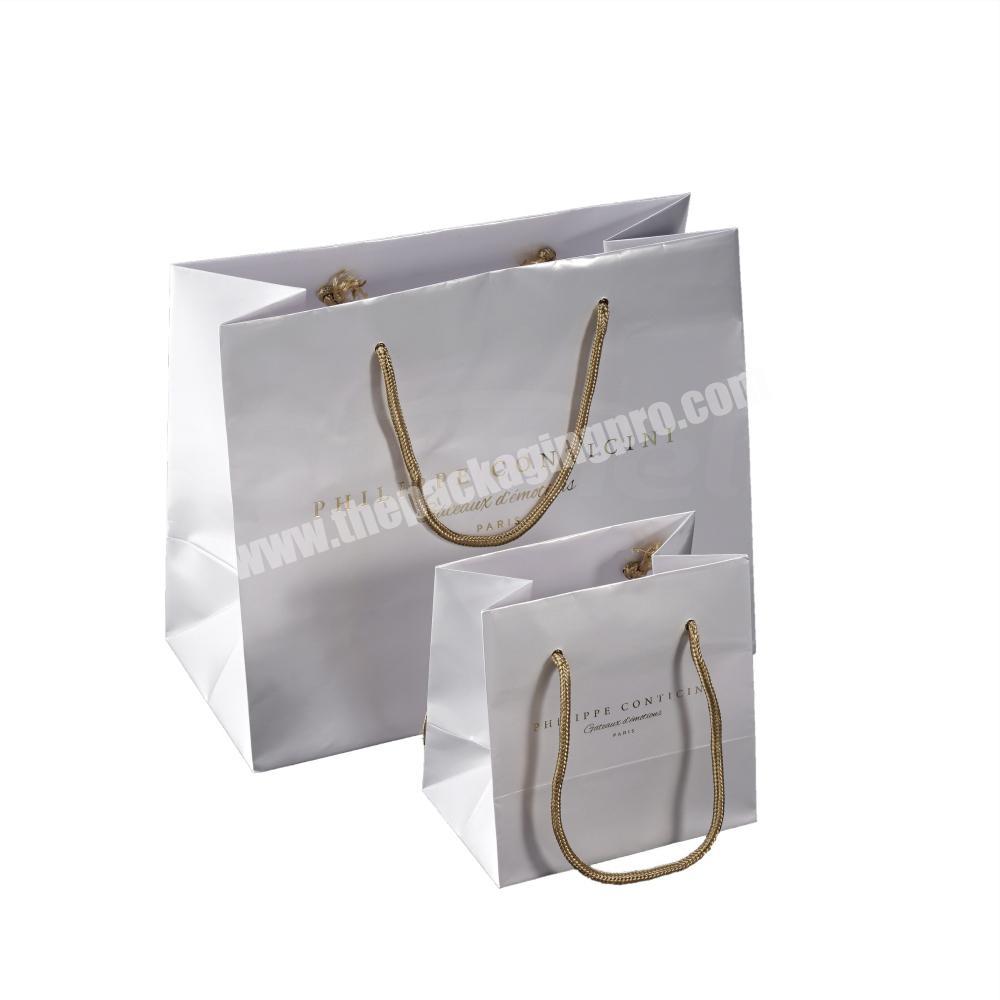 cord handle length white gloss paper bag for restaurant