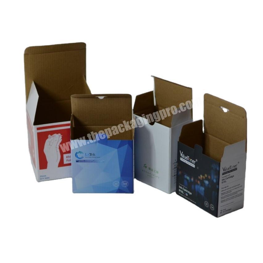 corrugated and collapsible ink cartridge packaging box and shipping box