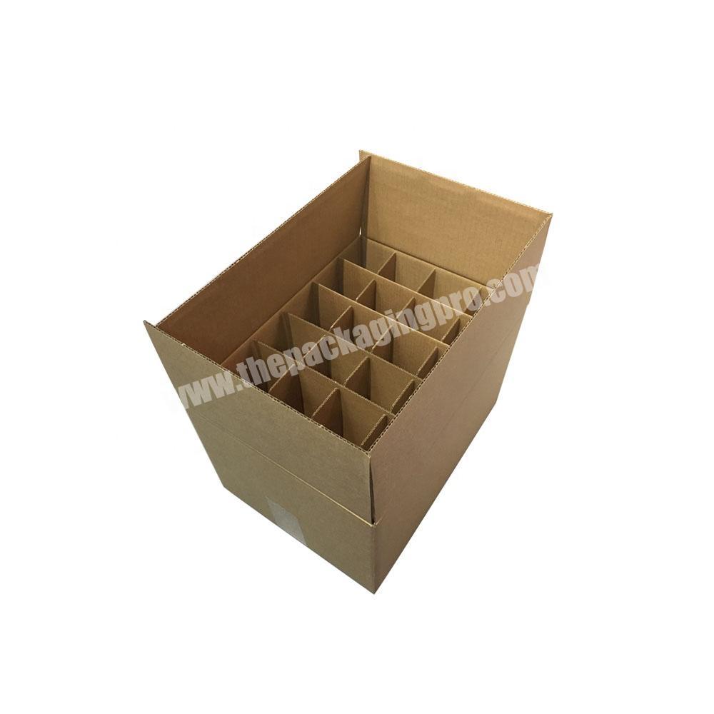 Corrugated Cardboard 6 12 24 Bottle Wine Glass Packing Box, Wine Bottle Packaging Carton Box with Dividers For Shipping