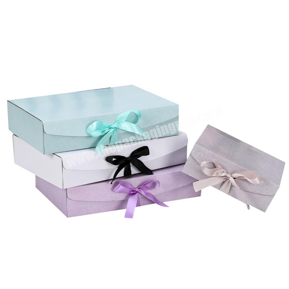 Corrugated Underwear Clothes Packaging Gift Foldable Boxes With Ribbons