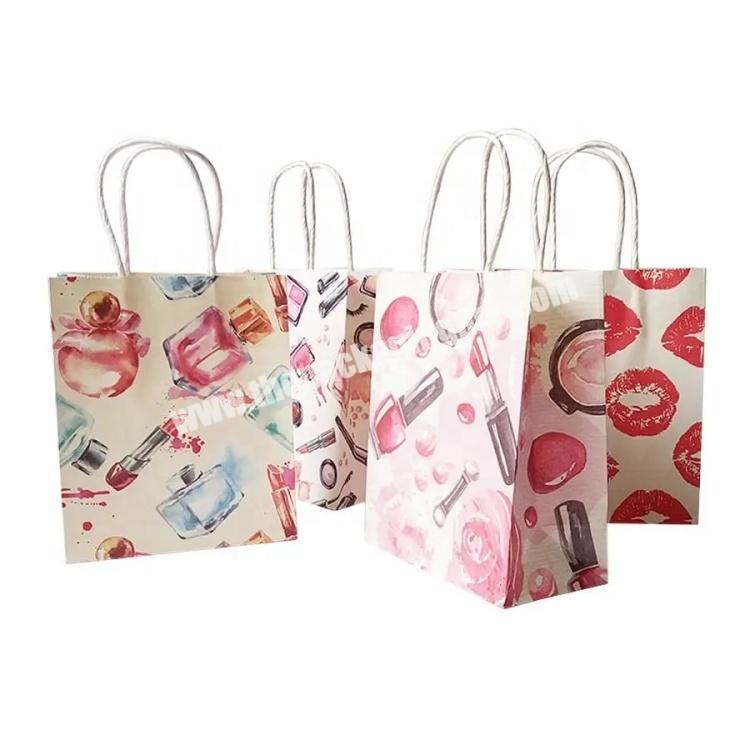 Cosmetic Pattern Printing Paper Bags with Handle Gift Bags Party Favor Wedding Packaging Storage Bags