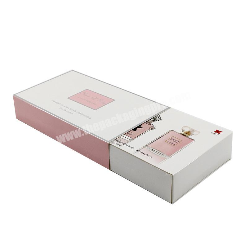 Cosmetic perfume packaging tuck end sleeve box with plastic inserts