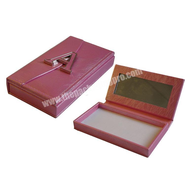 Cosmetic pink Cosmetic PU leather empty woman cosmetic Packaging box for girl