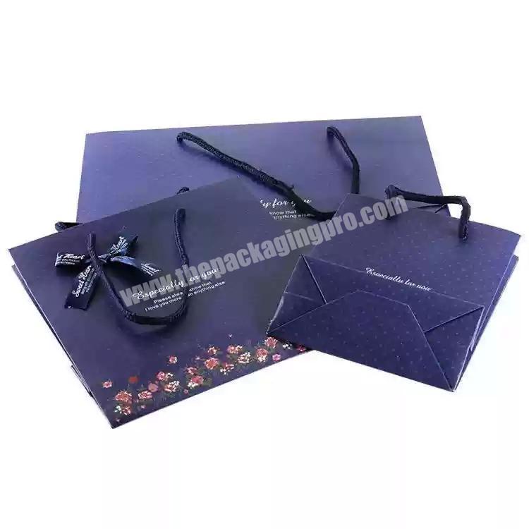 Cotton rope handle custom logo printed  bow decoration tote paper bag for wedding gift