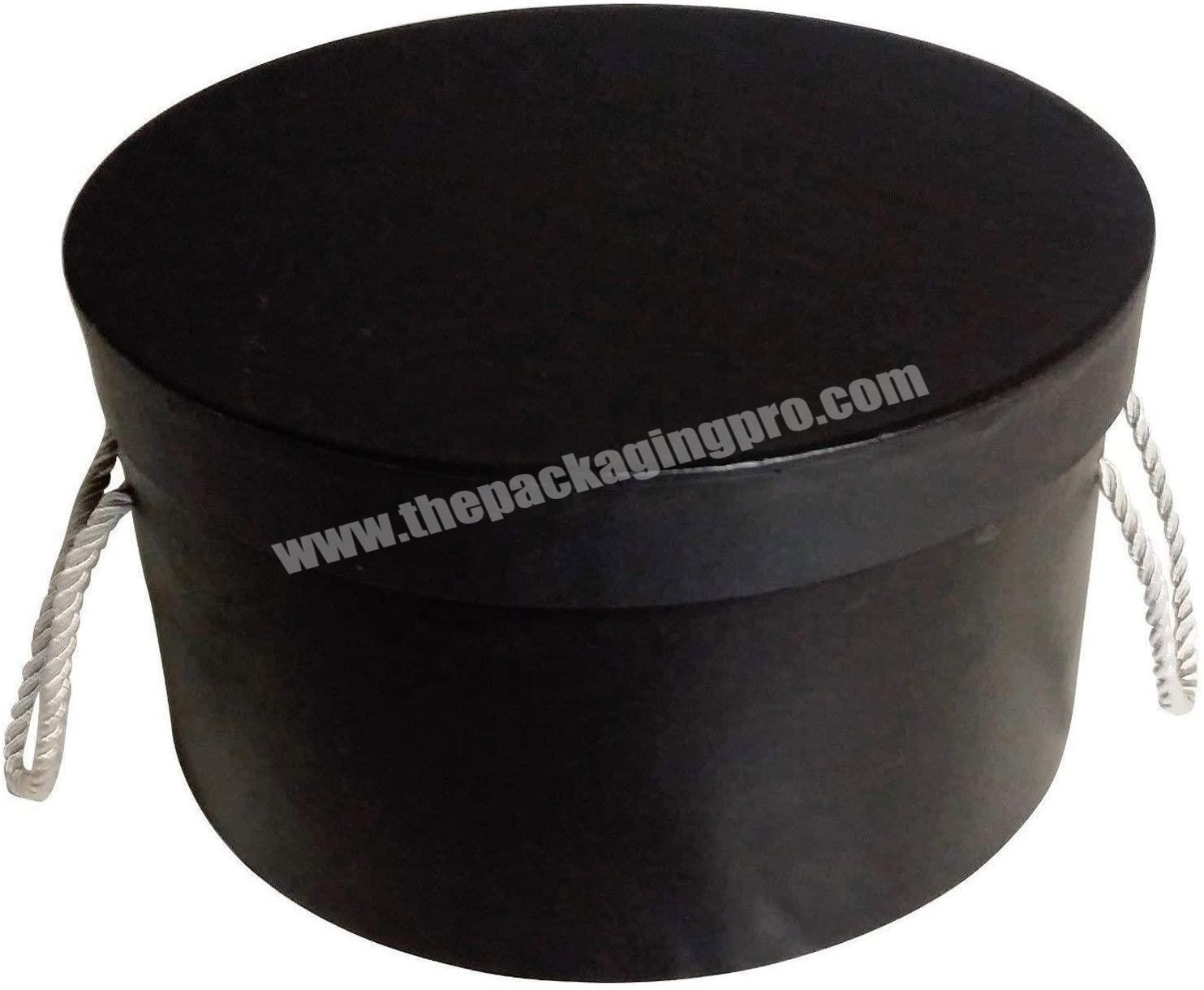 Crafts round plain hat box storage box with velvet rope handle
