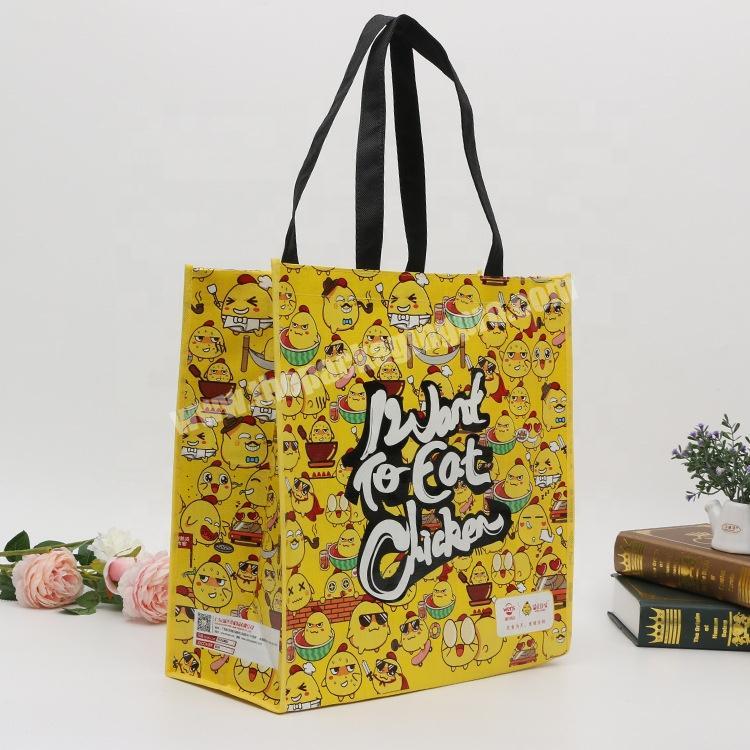 Creative cartoon folding waterproof film Non-woven fabric food advertising shopping handbag