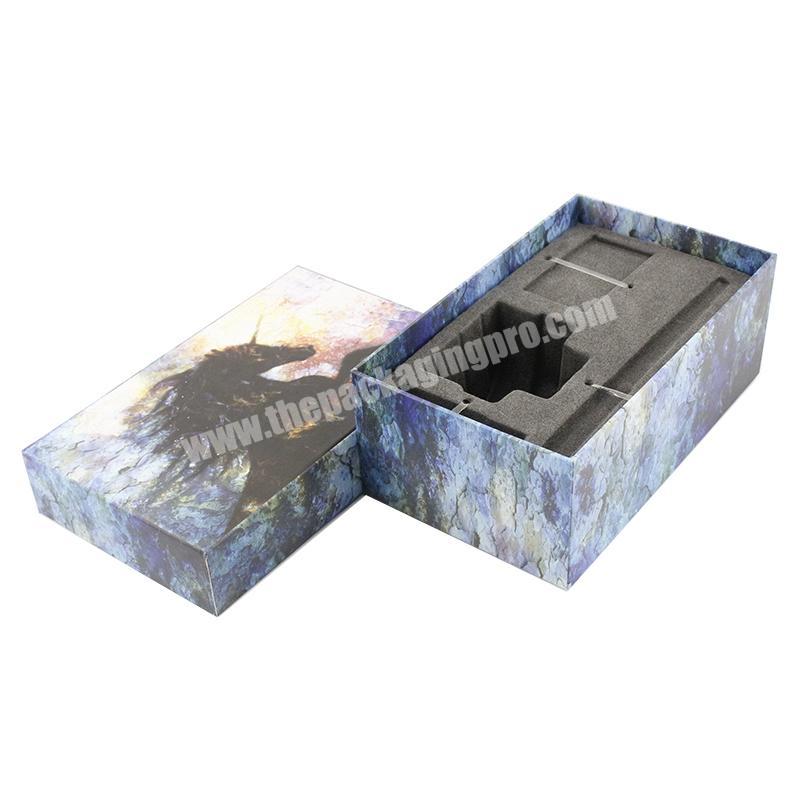 Creative design customized perfume skin care packaging box with black inserts lid and base essential oil gift box packaging