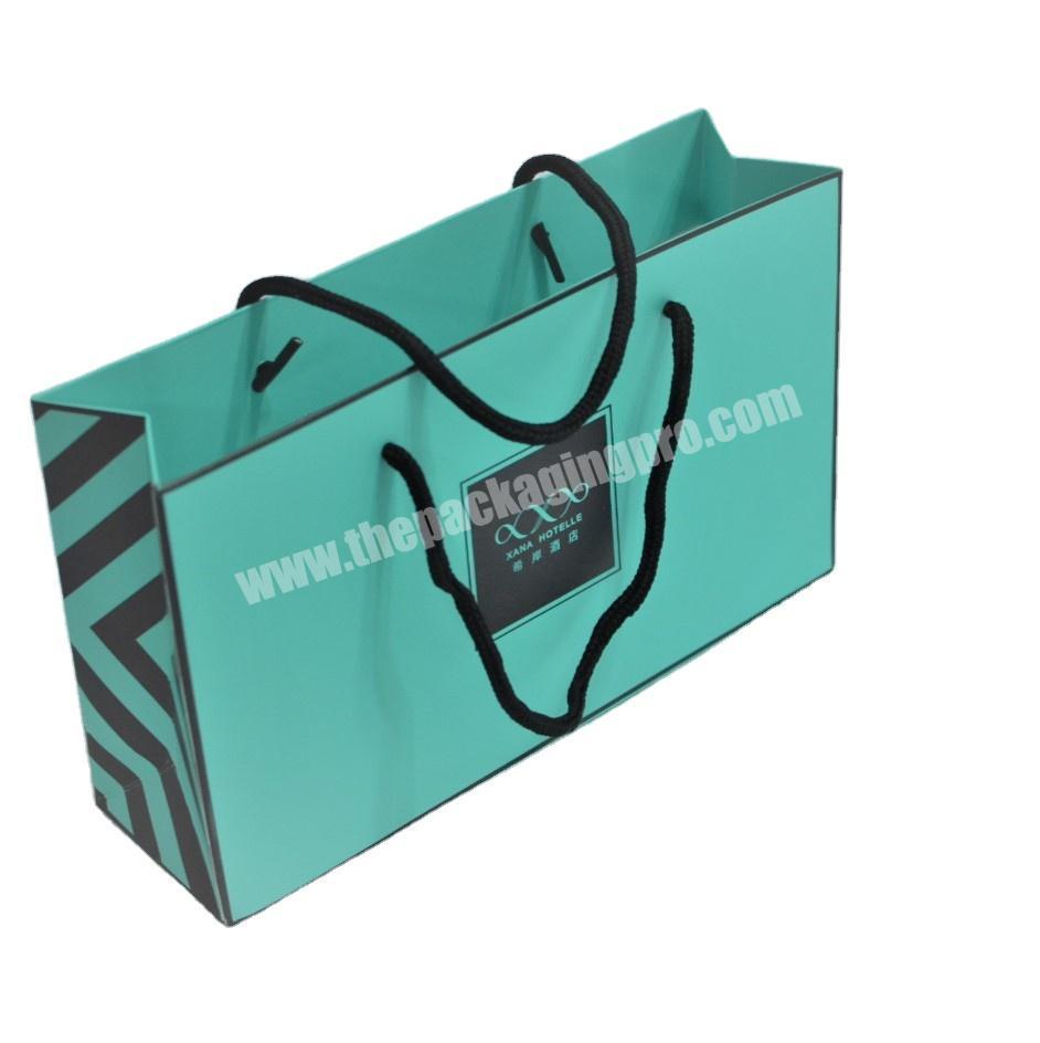 crepack paper bag with cotton handle for cosmetic packaging bag