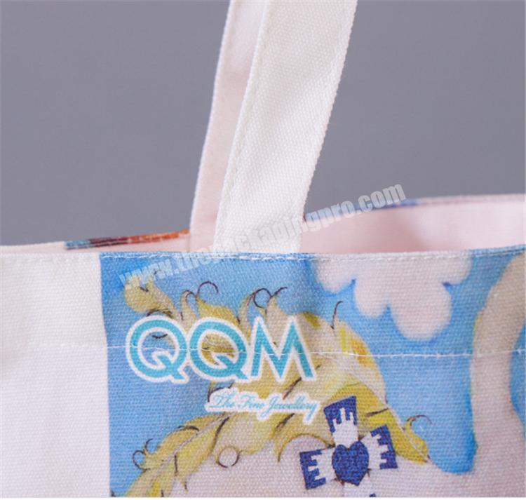 Custom 12oz natural color tote bag with colorful logo print