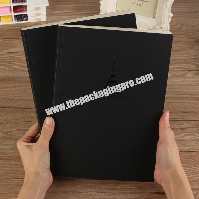 Custom 180GSM 200GSM Thick Kraft White Black Plain Paper Journal Sketchbook Lay 180 Degree Notepad Logo Embossed Debossed