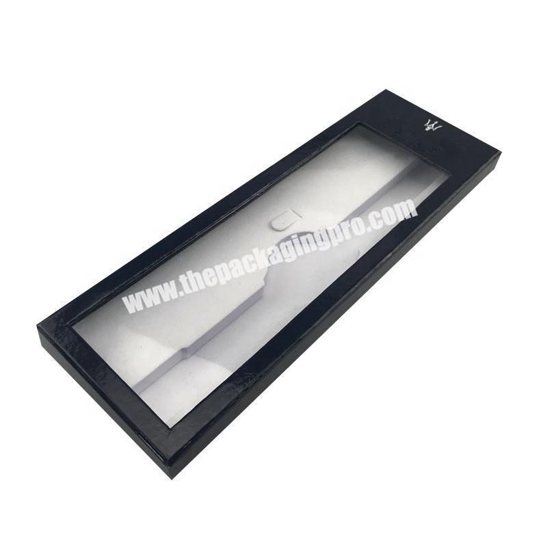 Custom 2 pieces  rectangle unfold  watch display box with white flocked inlay for sports watch