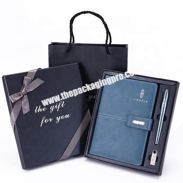 Custom 2021 Luxury Refillable Stationery Diary Notebooks Gift Set Business Office Pu Leather Magnetic Notebook With Box And Pen