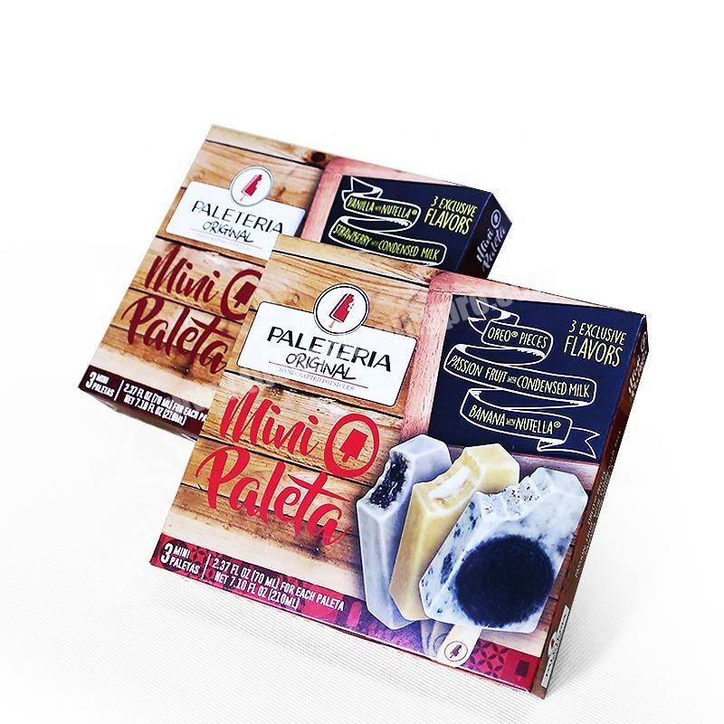 Custom 3 exclusive flavors mini paleta ice pop popsicle packaging paper box