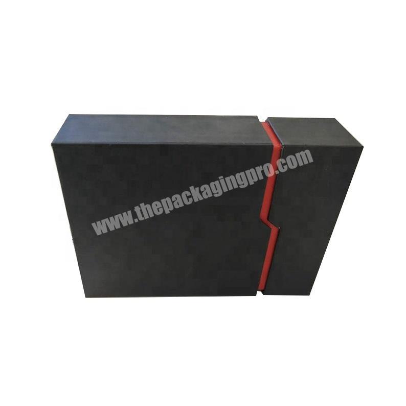 custom accept printed landscape lid and base pull out slipcase sliding cardboard packaging gift box with gusset shoulder