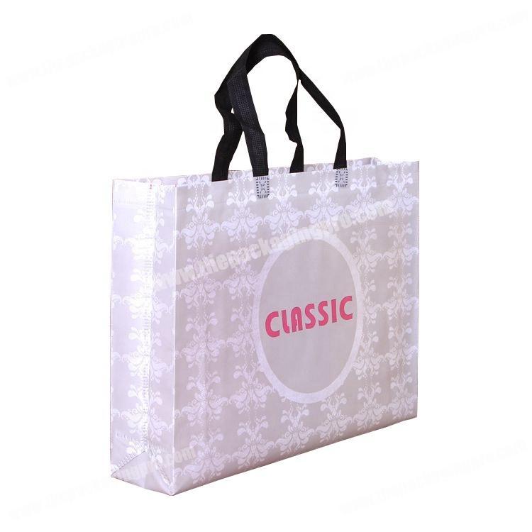 Custom apparel packaging laminated non woven shopper bag with logo printed