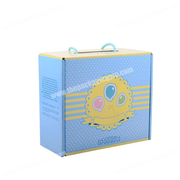 custom baby clothes set corrugated packaging box wirh handle