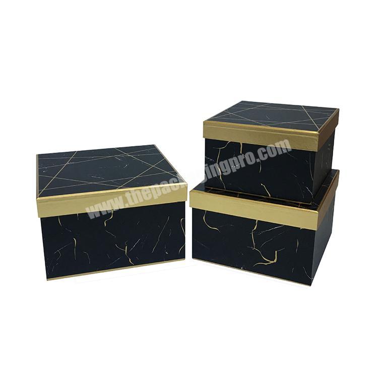 Custom Black Cardboard Flower Packaging Gift Box With Lid