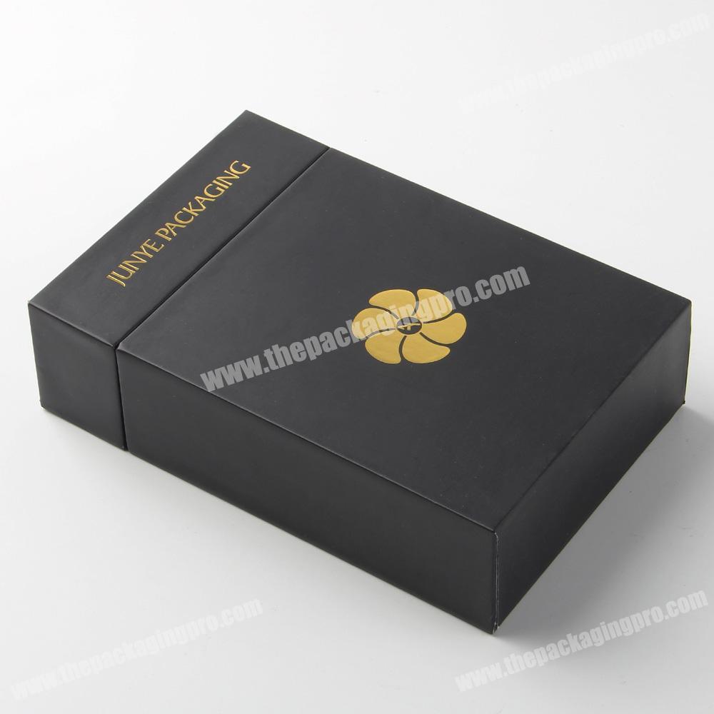 custom black cardboard gift box with logo gold stamping paper gift box ...