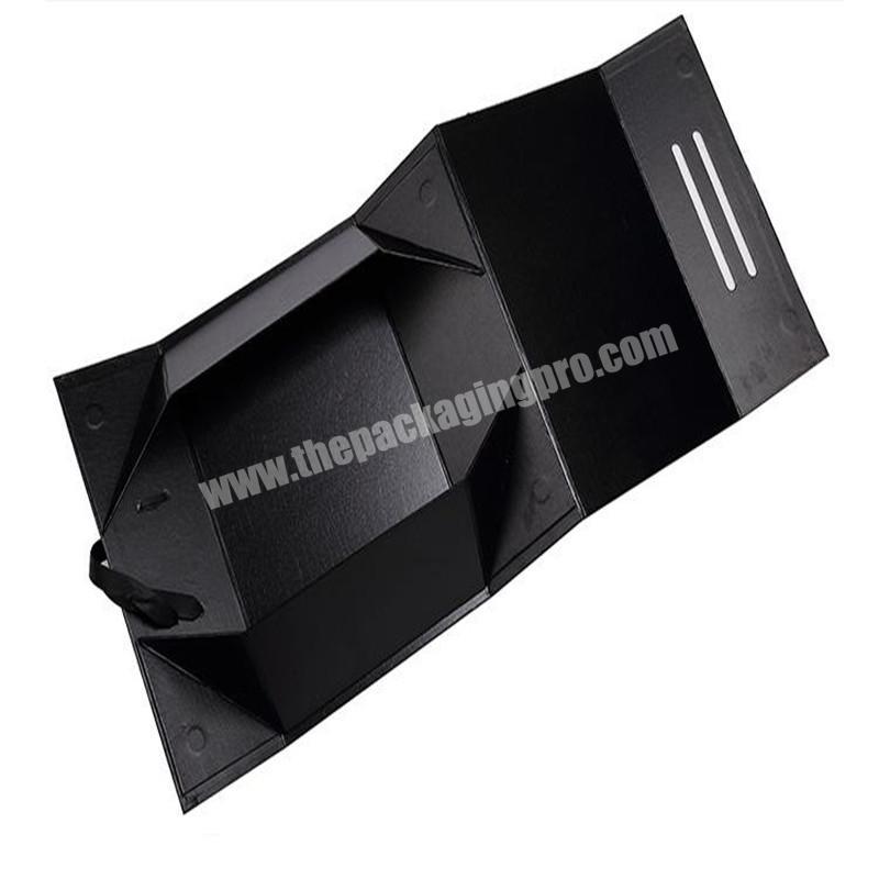 custom black color cardboard printing matt paper packaging gift box magnetic paper folding gift box