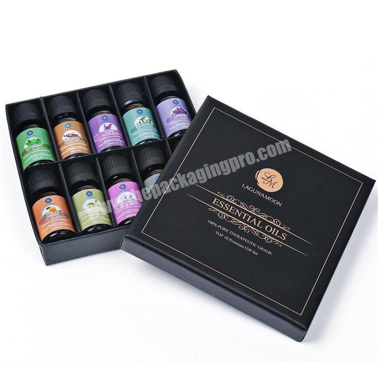 Custom black Essential Oil Packaging Boxes For Essential Oil Gift Set Packaging Box  Wholesale
