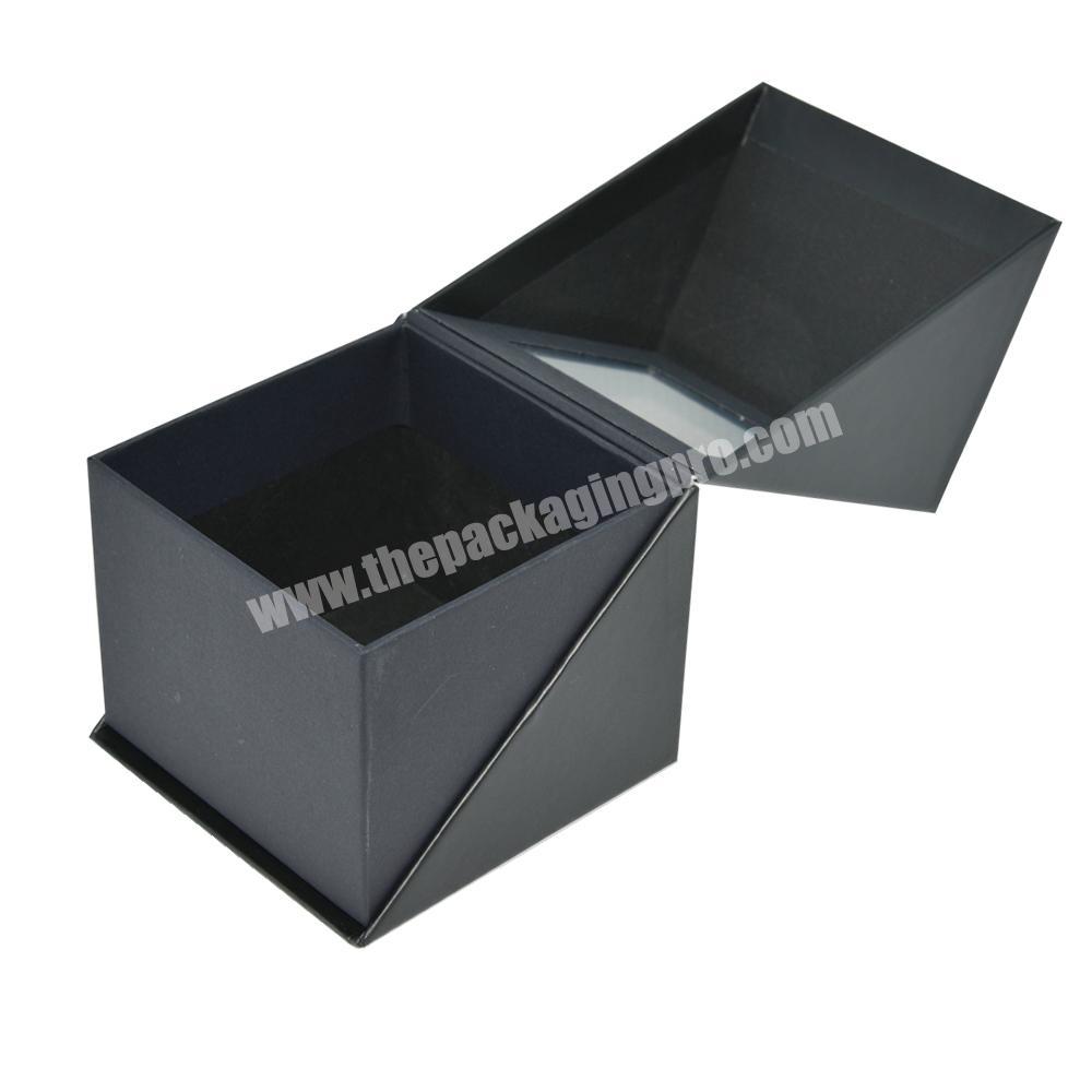 Custom Black Flip Flap Lid Open Packaging Cardboard Magnet Flip Top Clamshell Gift Box with Magnetic Catch