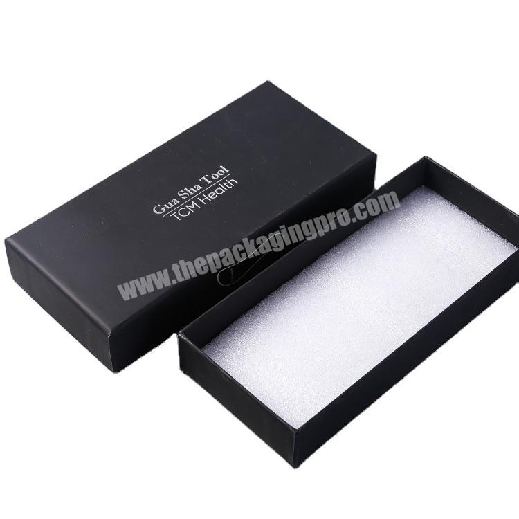 Custom Black Gift Box Rigid Cardboard Lifting Cover Packaging Hot Stamping Gold Foil Foam Inner Support