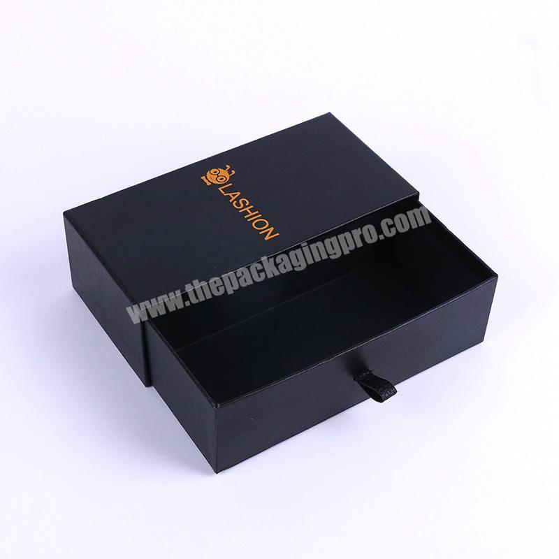 Custom black kraft cardboard box packaging with printed logo drawer box for gift