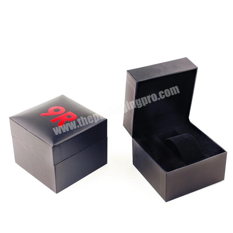 Custom Black Luxury Cardboard Paper Hinged Watch Box