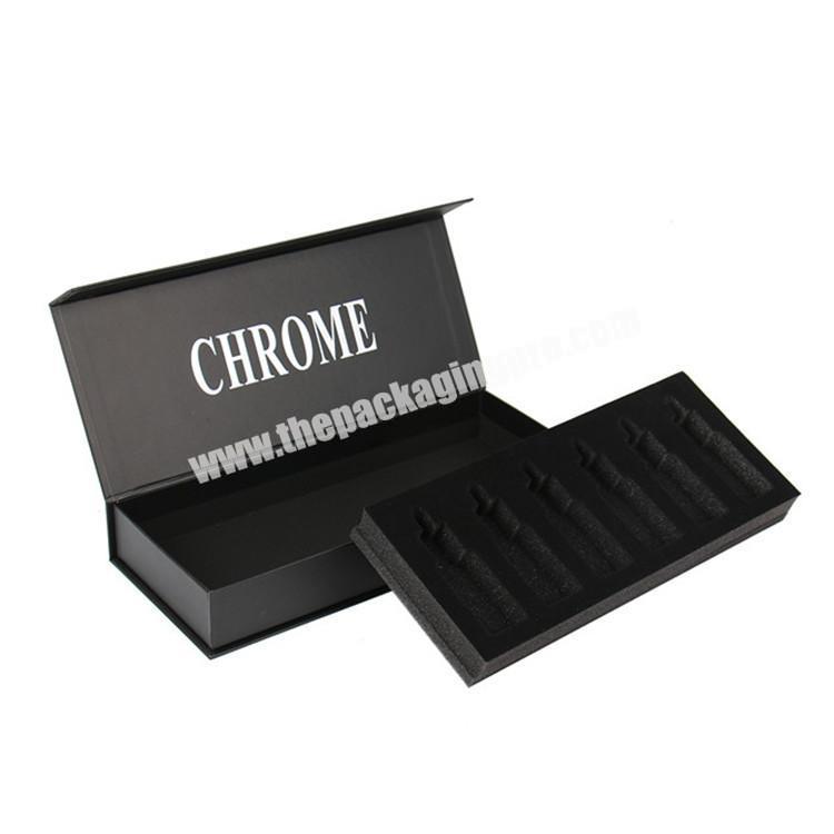 custom black magnetic gift packaging essential oil 6 pack box