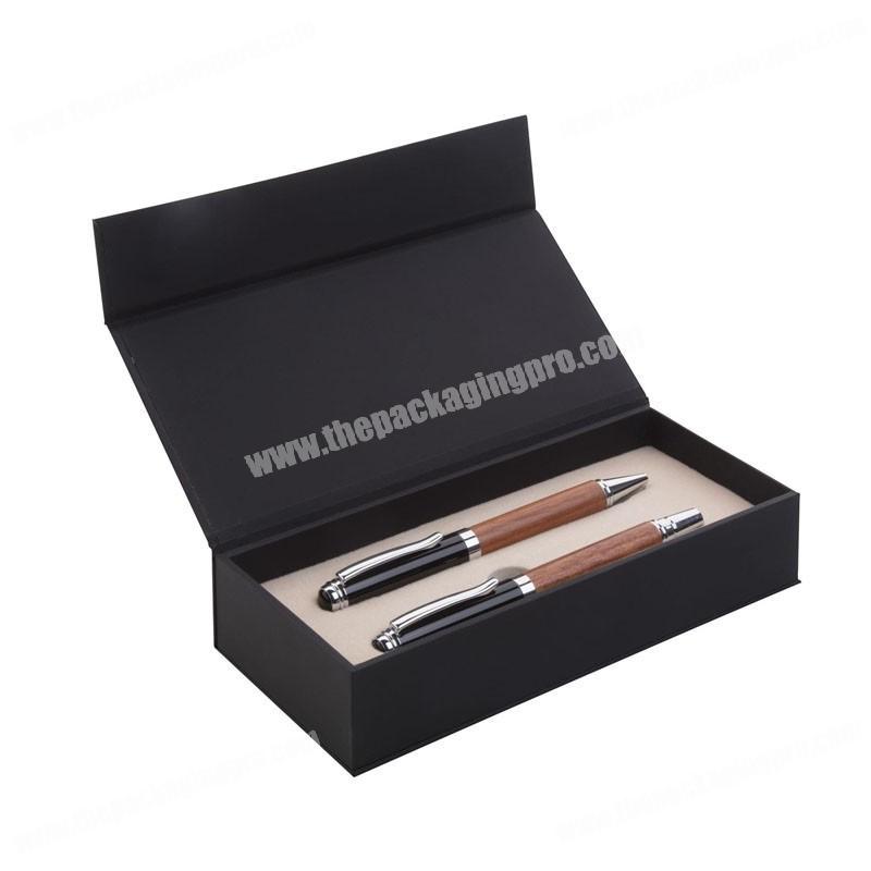 Custom black matt lamination sponge EVA velvet  1 pieces 2 pieces pen box for gift pen with ribbon