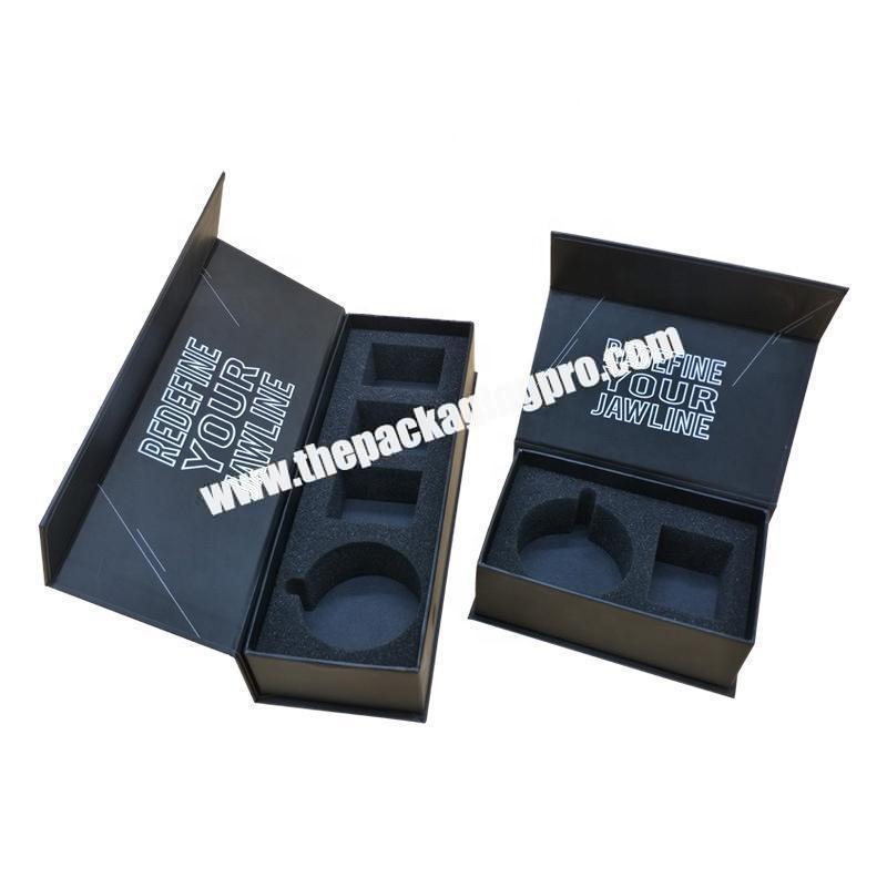 Custom Black Matte Eye Cream Cosmetic Packaging Box Magnetic Division Protective Sponge Gift Boxes for Skin Care Products