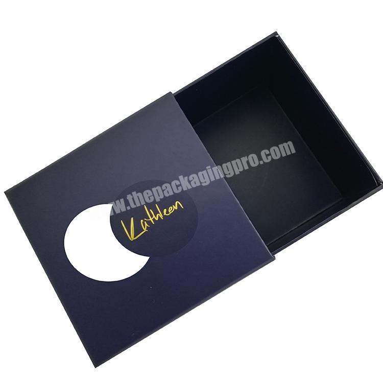Custom Black Packaging gift Tie Slide Drawer Paper Boxes