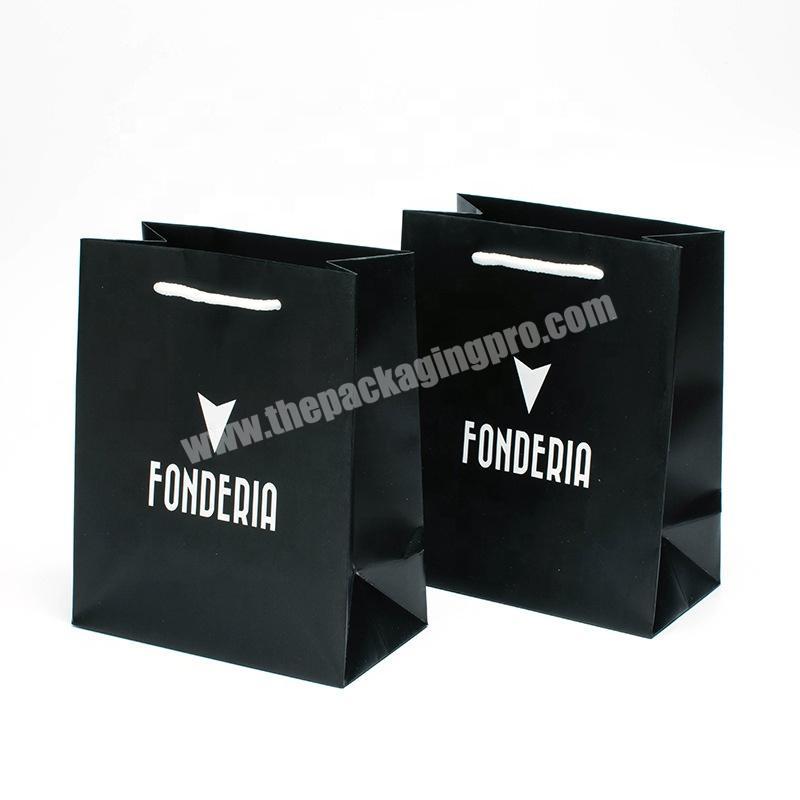 Custom black paper shopping gift bag with your own logo