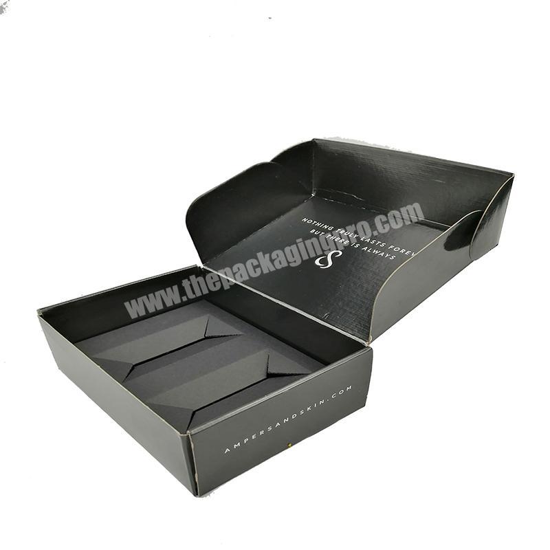 Custom Black Shipping Boxes Flip Cover Corrugated Cardboard For Man Skin Care