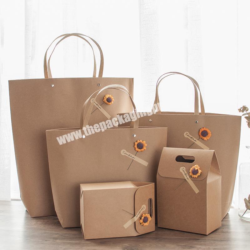 Custom Blank Recycled Kraft Handle Shopping Brown Paper Bags With Your Own Logo