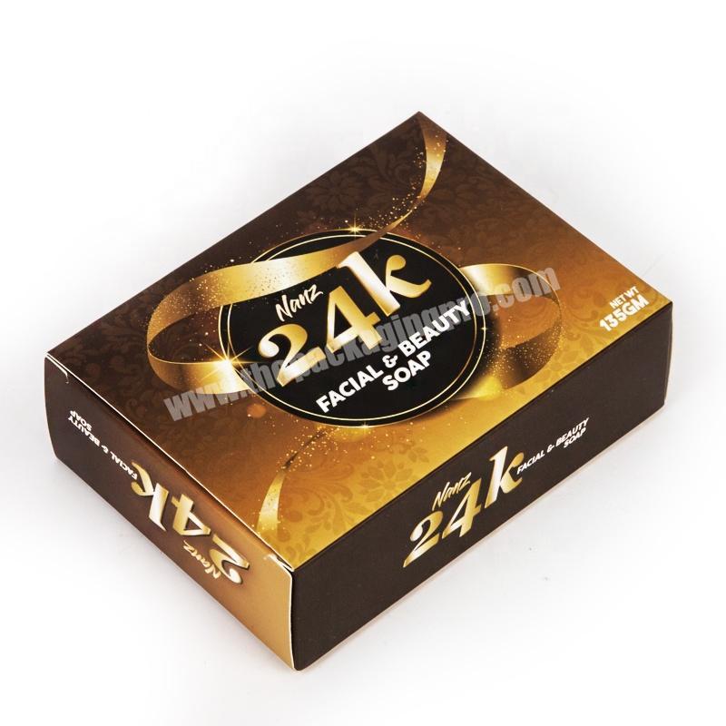 Custom blown and golden luxury facial & beauty soap packaging paper box